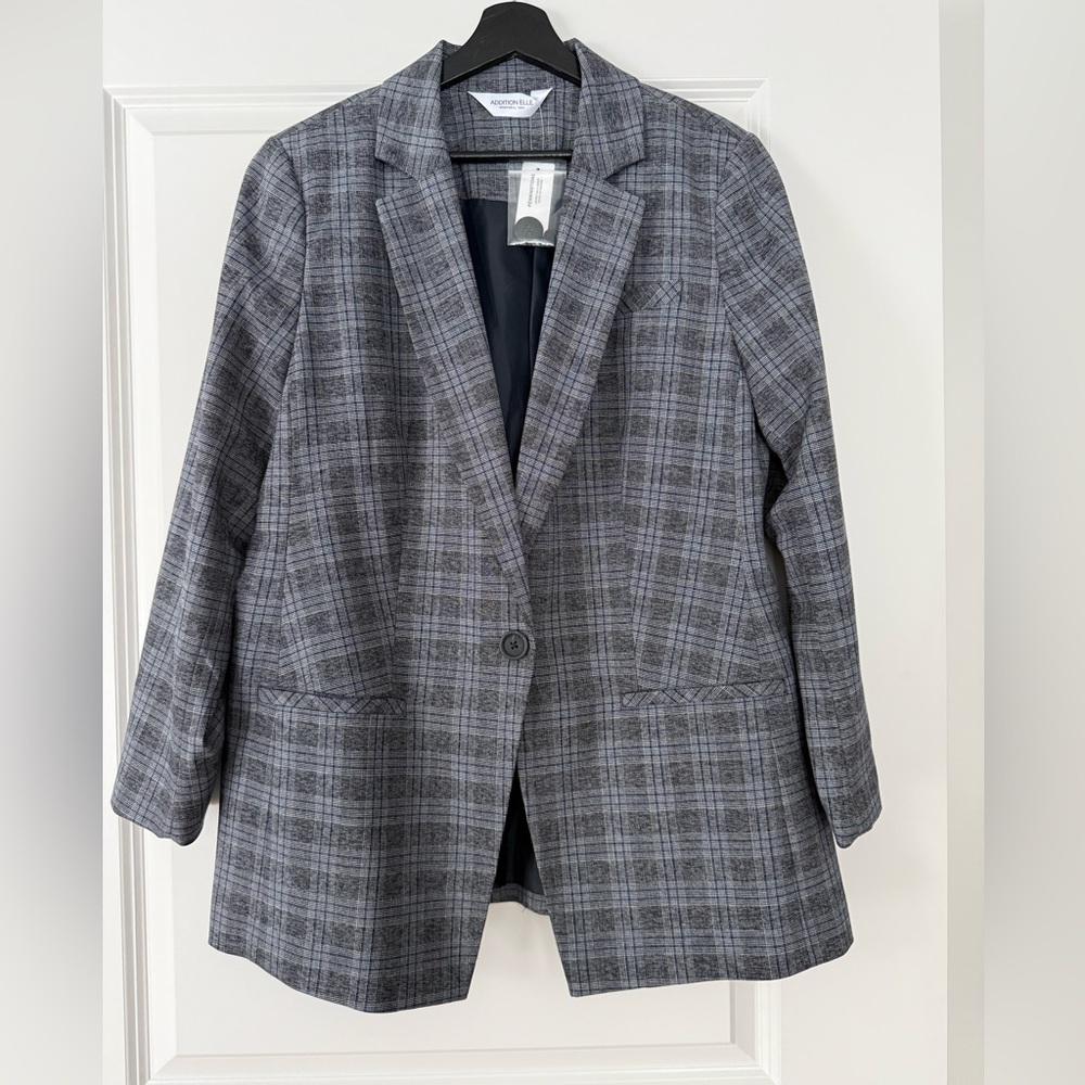 Addition Elle Charcoal Plaid Blazer